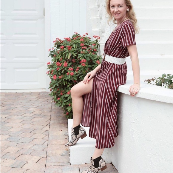 Rokoko burgundy stripe midi dress. Size S - Picture 2 of 9